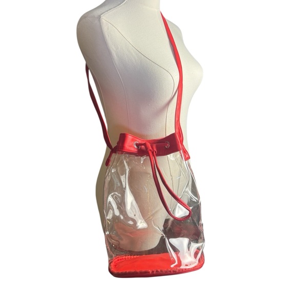 Desden Stadium Approved Clear Bucket Bag Purse - Red Trim - Picture 2 of 6